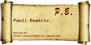 Pauli Beatrix névjegykártya